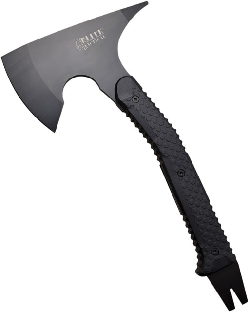 Elite Tactical Axe 15in Overall 7.5in Black SS Axe Head With 4.25in Cutting Edge Black Plastic Handle Pry Bar End Black Molded Plastic Clip Sheath