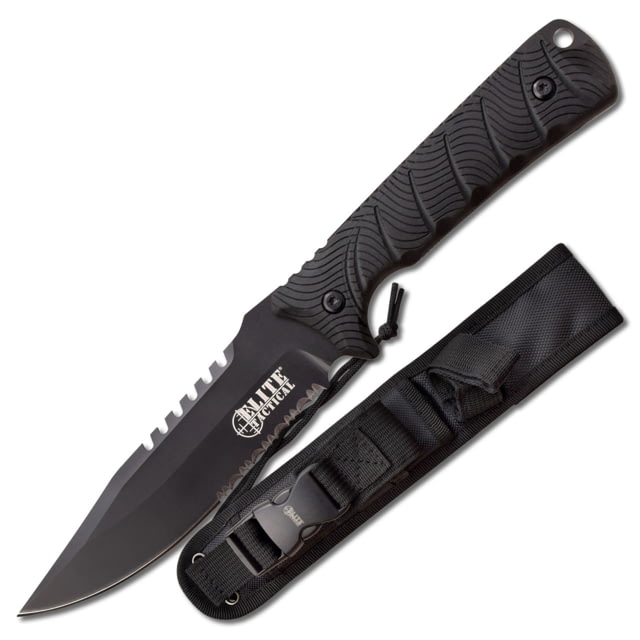 Elite Tactical Backdraft Fixed Blade Knife 5 in 8Cr13 Stainless Steel Clip Point Black - Elite Tactical