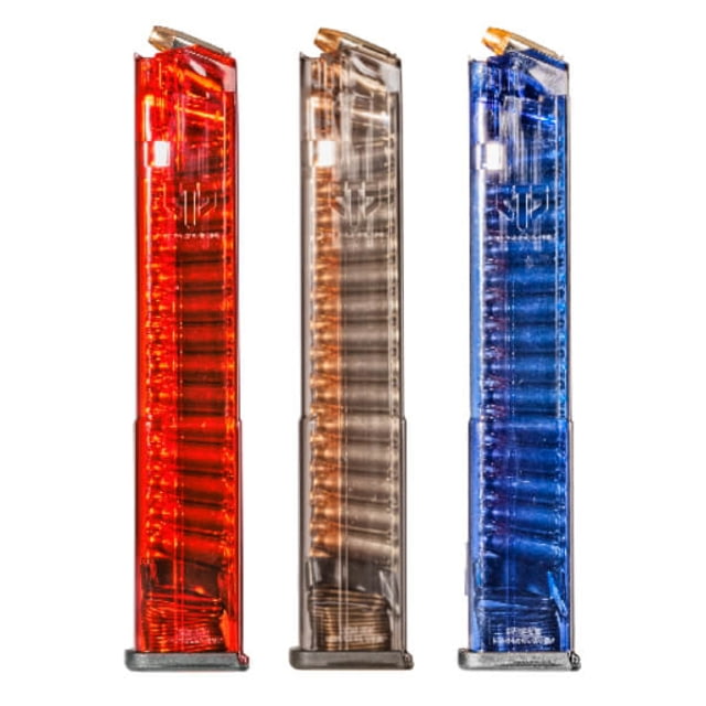 te Tactical Systems Freedom Pack Glock 17 18 19 19X 26 34 45 9mm 32 Rounds Pistol Magazine Red/White/Blue Ammo