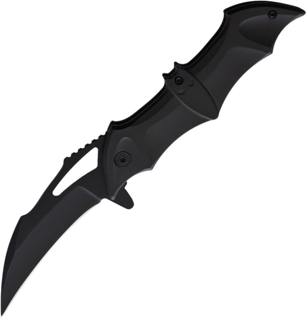 ElitEdge Black Bat A/O Folding Knife 5in Closed 3.75in Black Stainless Blade Black Synthetic Handle Bat Shaped Handle - Elitedge