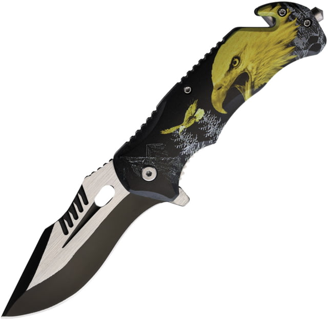 ElitEdge Eagle Two-Tone A/O Folding Knife 5in Closed 3.75in Two-Tone Stainless Blade Synthetic Handle - Elitedge