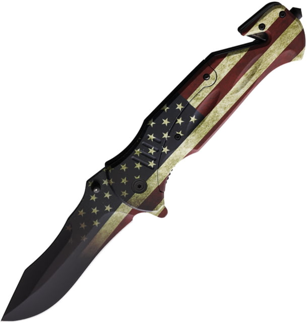 ElitEdge Flag A/O Folding Knife 6.25in Closed 4.5in Stainless Blade Stainless Handle - Elitedge