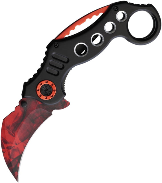 ElitEdge Karambit Red A/O Folding Knife 5.25in Closed 2.75in Stainless Karambit Blade Black Aluminum Handle - Elitedge