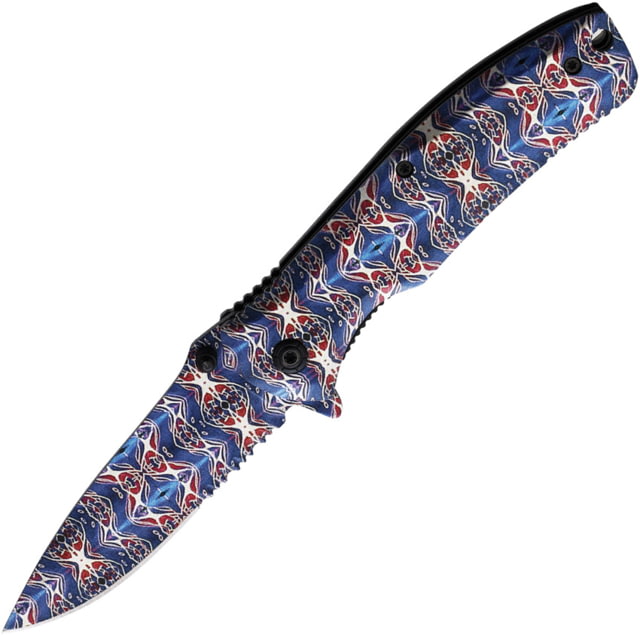 ElitEdge Printed A/O Folding Knife 4.5in Closed 3.5in Phosphate Coated Stainless Drop Point Blade Printed Stainless Handle - Elitedge