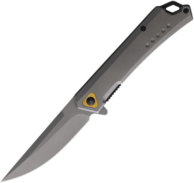 ElitEdge TiCN Gray A/O Folding Knife 4.75in Closed 3.75in Gray TiCN Coated Stainless Blade Gray Stainless Handle - Elitedge