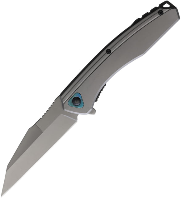 ElitEdge Ti Gray A/O Folding Knife 4.75in Closed 3.75in Gray Titanium 420 SS Blade Gray Titanium Finish SS Handle - Elitedge
