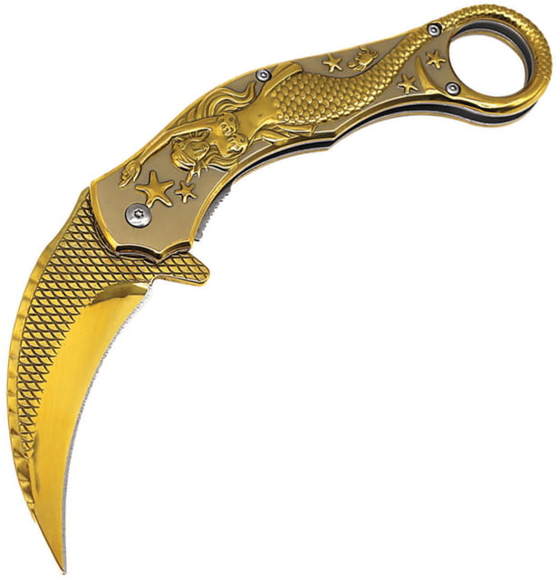 ElitEdge Mermaid Karambit Linerlock Gld EE - Elitedge