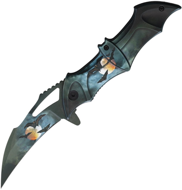 ElitEdge Night Bat A/O Folding Knife 5in Closed 3.75in Stainless Blade Synthetic Handle Bat Shaped Handle - Elitedge