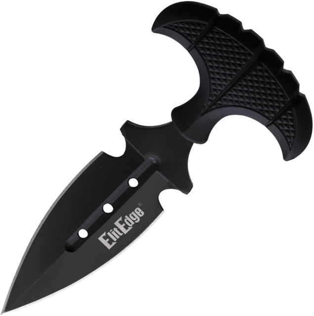 ElitEdge Push Dagger Knife 5.63in Overall 3in Black Double Edge Dagger Blade Black Nylon Handle Nylon Sheath - Elitedge