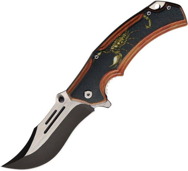 ElitEdge Scorpion A/O Folding Knife 5in Closed 3.75in Two-Tone Stainless Clip Point Blade Synthetic Handle - Elitedge