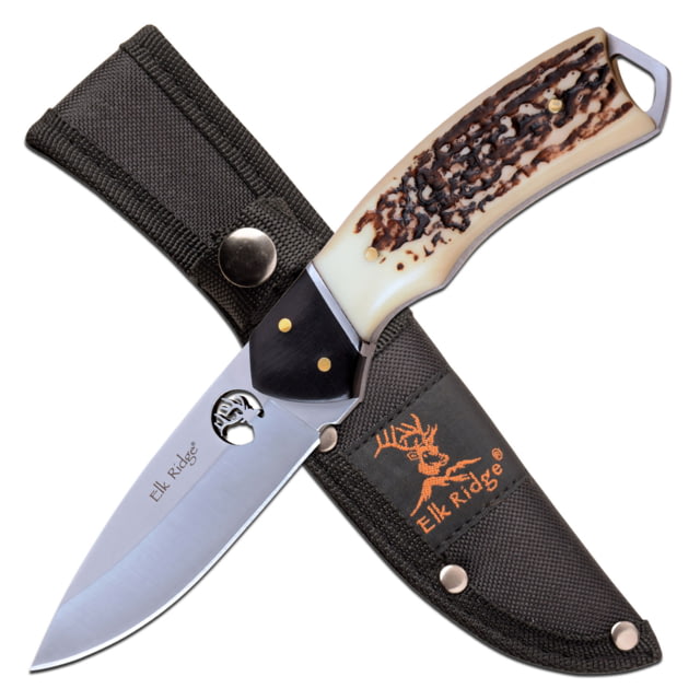 Elk Ridge Drop Point Fixed Blade Knife 3.5 in 3Cr13 Stainless Steel White - Elk Ridge