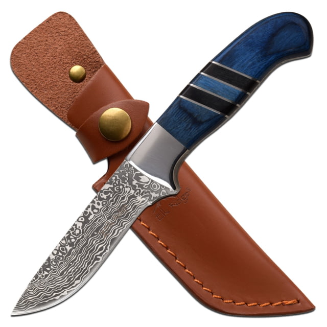 Elk Ridge Drop Point Fixed Blade Knife 3.75 in 3Cr13 Stainless Steel Blue - Elk Ridge