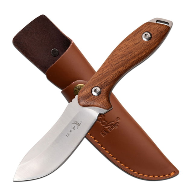 Elk Ridge Drop Point Fixed Blade Knife 4 in 3Cr13 Stainless Steel Rose Wood - Elk Ridge