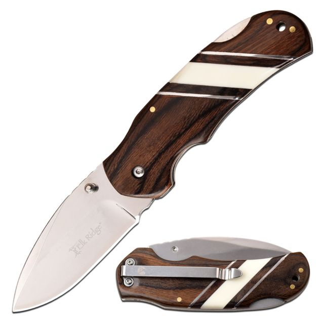 Elk Ridge Manual Folding Knive 3.25in Blade 3CR13 Steel Blade Knive Brown/Wood - Elk Ridge