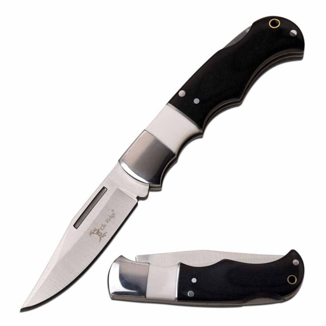 Elk Ridge  Manual Folding Knife 2.6in 3CR13 Stainless Steel Clip Point Steel Blade Pakkawood Handle Black/White - Elk Ridge