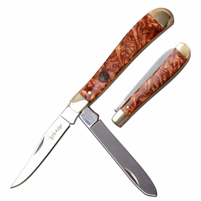 Elk Ridge Manual Folding Knife 3in 3CR13 Stainless Steel Spey Steel Blade Nickle/Resin