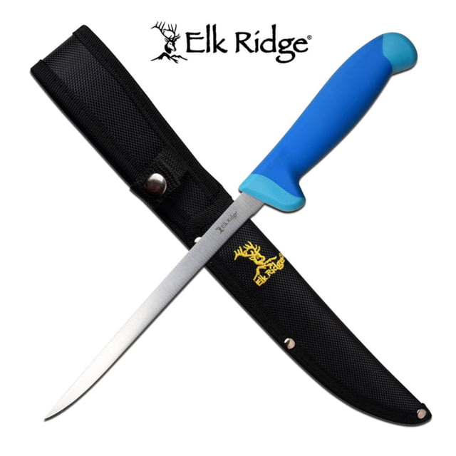 Elk Ridge Fillet Fixed Blade Knife 775 in 5Cr15 Stainless Steel Blue - Elk Ridge