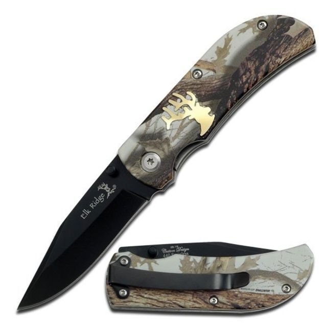 Elk Ridge Folding Blade 2.5in Stainless Steel Blade Camo Handle