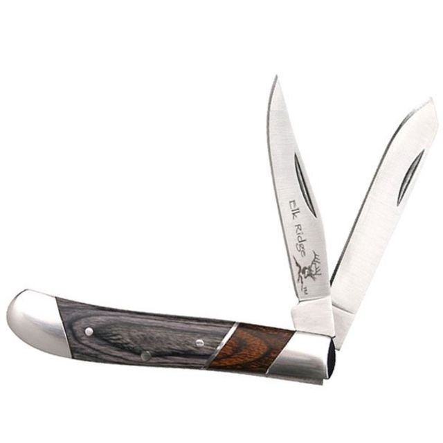 Elk Ridge Folding Blade 2.75in Stainless Steel Blade Black And Natural Wood Handle - Elk Ridge
