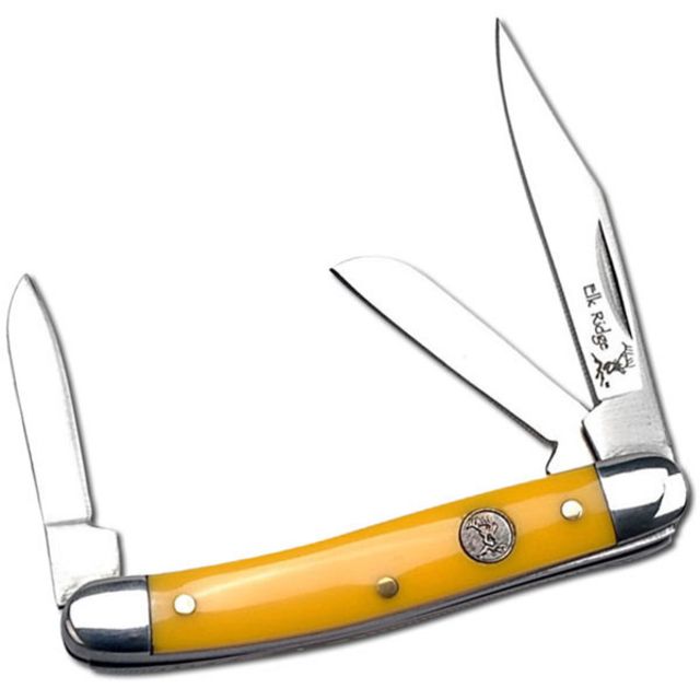 Elk Ridge Folding Blade 2in Stainless Steel Blade Derlin Yellow Handle - Elk Ridge