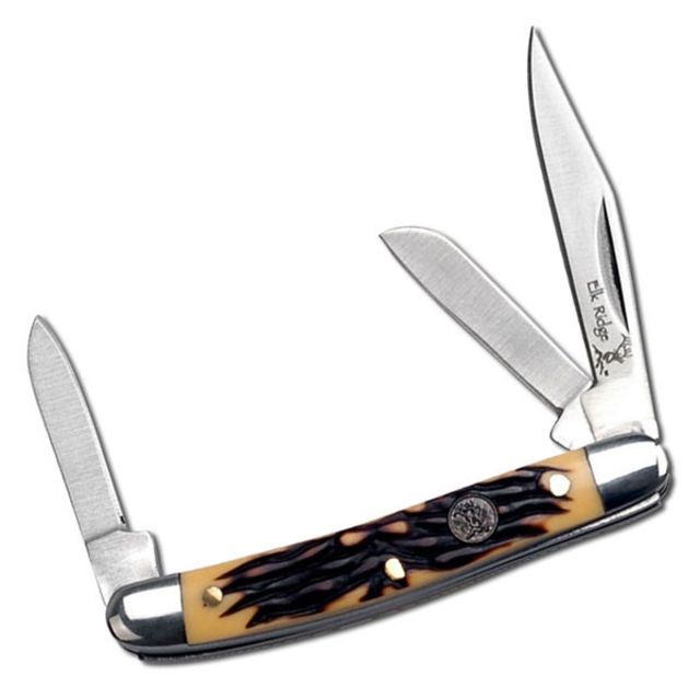 Elk Ridge Folding Blade 2in Stainless Steel Blade Simulated Bone Handle - Elk Ridge