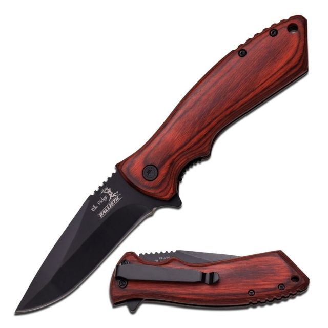 Elk Ridge Folding Blade 3.25in Stainless Steel Blade Dark Brown Pakkawood Handle