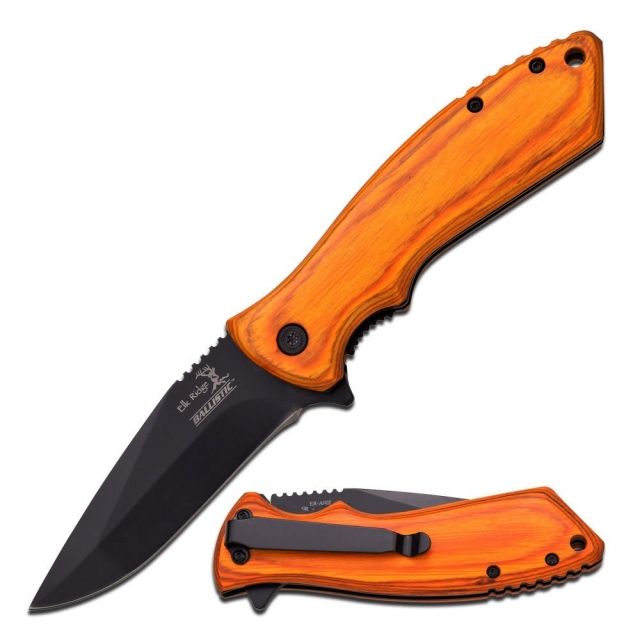 Elk Ridge Folding Blade 3.25in Stainless Steel Blade Light Brown Bubinga Wood Handle - Elk Ridge