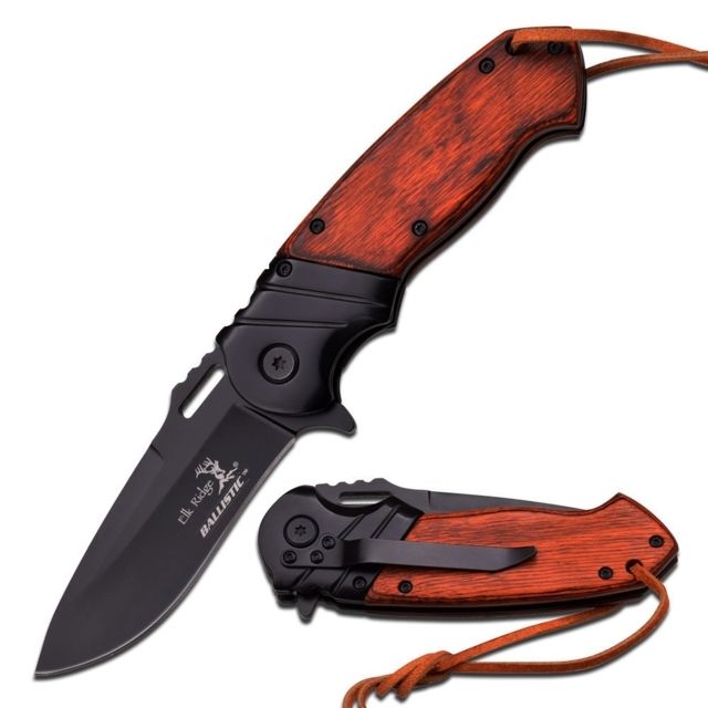 Elk Ridge Folding Blade 3.5in Stainless Steel Blade Brown Pakkawood Handle - Elk Ridge