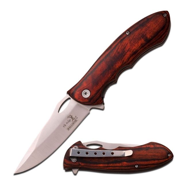 Elk Ridge Folding Blade 3.5in Stainless Steel Blade Pakkawood Handle