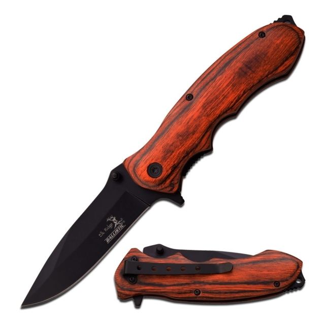 Elk Ridge Folding Blade 3.5in Stainless Steel Blade Pakkawood Handle - Elk Ridge