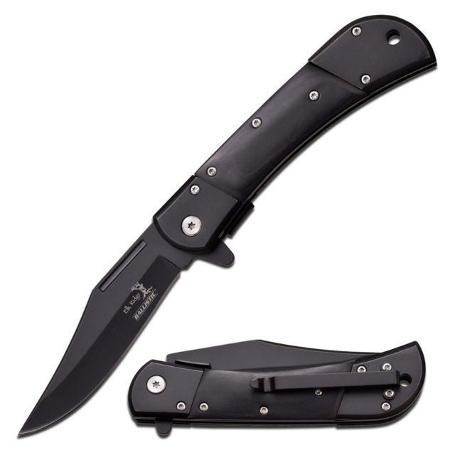 Elk Ridge Folding Blade 3.75in Stainless Steel Blade Black Pakkawood Handle