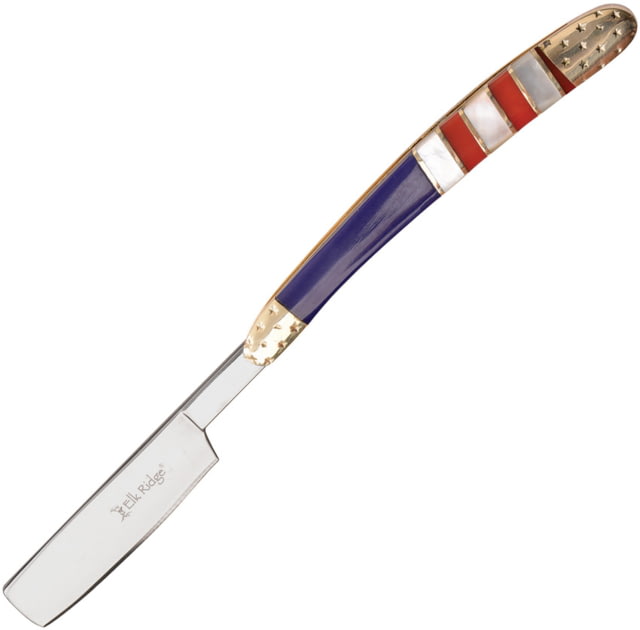 Elk Ridge Folding Razor Red White Blue Folding Knife 3Cr13 stainless blade Red white and blue synthetic handle