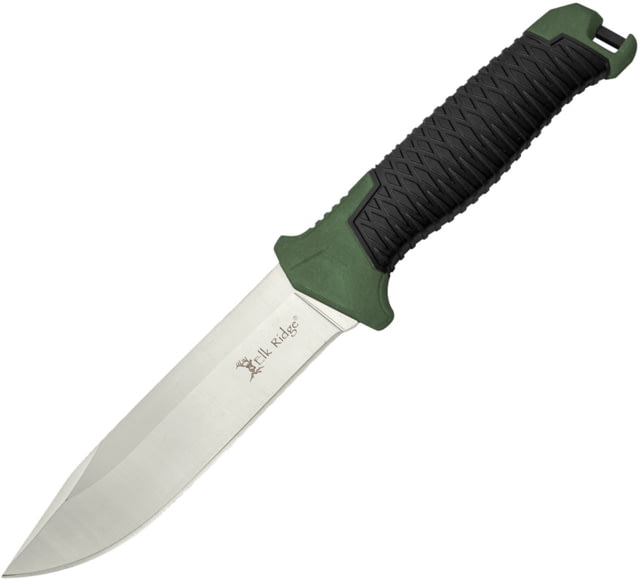 Elk Ridge Frontier Fixed Blade Green Knife 5.5" satin finish 8Cr13MoV stainless blade Green nylon handle with black rubber overmold. - Elk Ridge