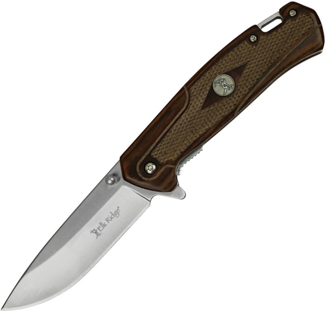 Elk Ridge Gentleman's Linerlock A/O Brn 3.50 in Assisted Opening Folding Knife Brown checkered wood - Elk Ridge