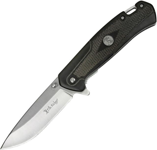 Elk Ridge Gentleman's Linerlock A/O 3.50 in Assisted Opening Folding Knife Black checkered wood - Elk Ridge