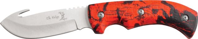 Elk Ridge Guthook Hunter Fixed Blade Knife 4in 4in Guthook Blade Red Aluminum Handle - Elk Ridge