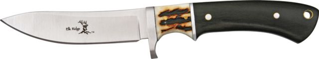 Elk Ridge Hunter Fixed Blade Knife 3.875in Stainless Blade Black Wood Handle - Elk Ridge