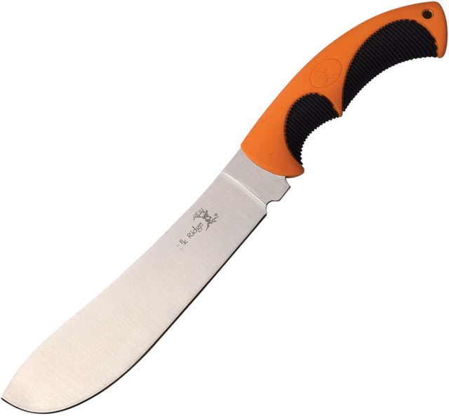 Elk Ridge Knife 13in Overall 7.5in Satin 3Cr13 SS Blade Rubberized Nylon Handle Orange And Black Handle Black Nylon Sheath - Elk Ridge