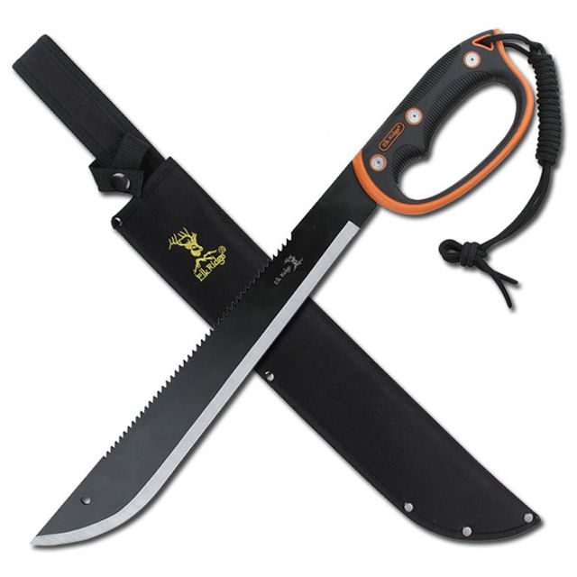 Elk Ridge Machete 21.5in Stainless Steel Blade Orange And Black Injection Handle - Elk Ridge