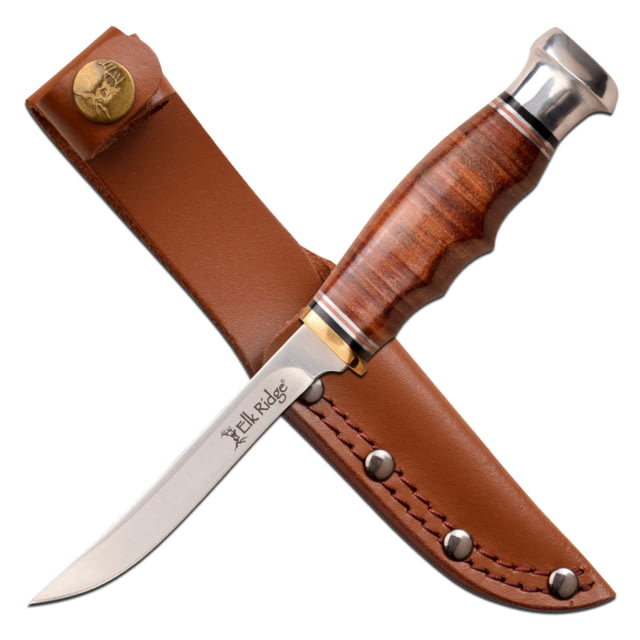 Elk Ridge Outskirt Fixed Blade Skinner Knife 8Cr13 Stainless Steel Drop Point Brown - Elk Ridge