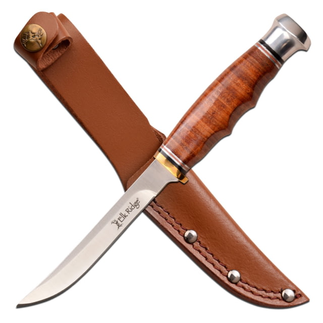 Elk Ridge Outskirt Fixed Blade Skinner Knife 8Cr13 Stainless Steel Drop Point Light Brown - Elk Ridge