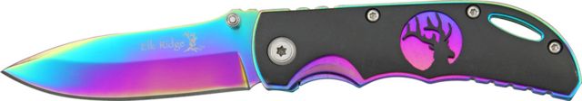 Elk Ridge Elk Ridge Rainbow Linerlock Folding Knife 2.625in High Carbon StainlessDrop Point Spectrum Aluminum Handle - $13.99 at Optics Planet