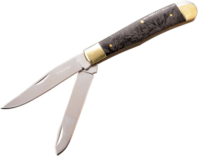 Elk Ridge Trapper Glow CF Folding Knife Satin finish 3Cr13 stainless clip and spey blades Glow in the Dark carbon fiber handle