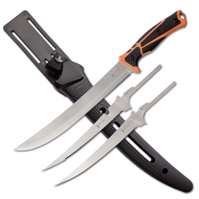 Elk Ridge Trek Interchangeable Fillet Knife Set 5Cr15 Stainless Steel Black/Orange - Elk Ridge