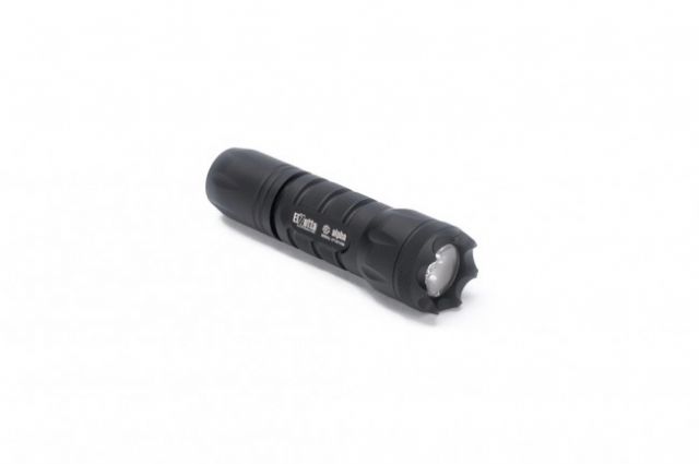 Elzetta Alpha 1-Cell LED Flashlight 415 Lumens w/Crenellated Bezel Ring Standard Lens High/Low Tailcap Black - Elzetta
