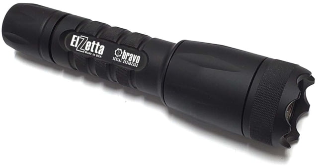 Elzetta Bravo 2-Cell Flashlight w/Crenellated Bezel Ring CR123 White 600 Lumens HC Head Rotary Tailcap Black - Elzetta