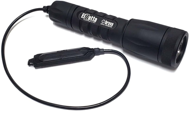 Elzetta Bravo 2-Cell Flashlight w/Standard Bezel Ring CR123 White 600 Lumens HC Head Remote Tape Switch w/12in Cable Black - Elzetta