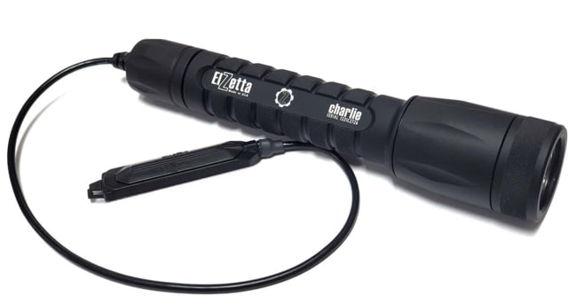 Elzetta Charlie 3-Cell Flashlight w/Standard Bezel Ring CR123 White 900 Lumens HC Head Remote Tape Switch w/12in Cable Black - Elzetta