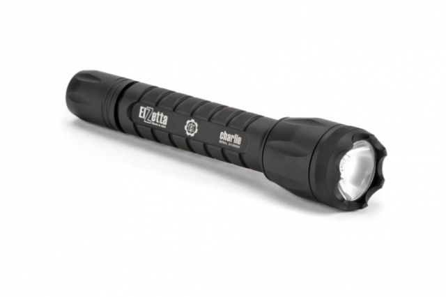 Elzetta Charlie 3-Cell LED Flashlight 1350 Lumens w/Crenellated Bezel Ring High Output AVS Head High/Low Tailcap Black - Elzetta