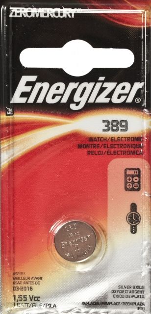 Energizer 1.5 Volt Silver Oxide Zero Mercury Button Cell Battery 389BPZ